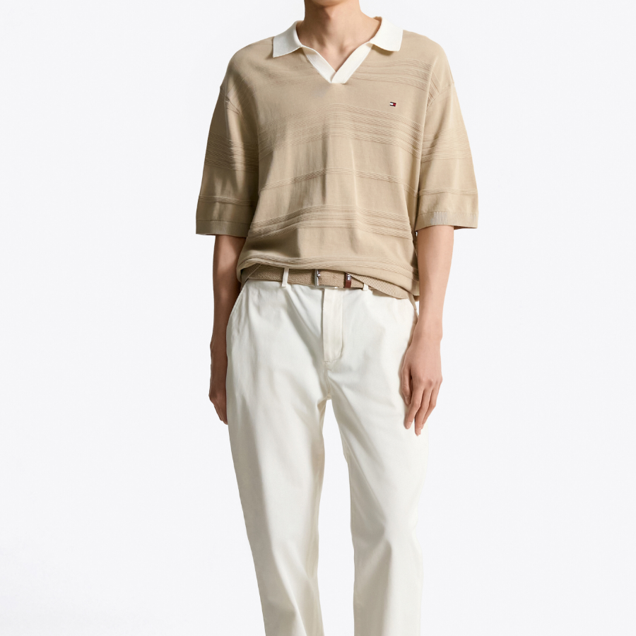TOMMY HILFIGER [Official Headquarters] Stripe Structure Polo Knit