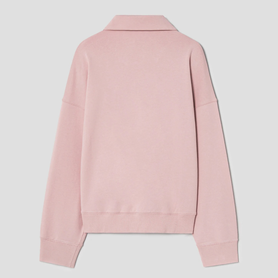 Maison Kitsune Men Bold Fox Head Fleece Oversize Polo Sweatshirt - Pink Clay