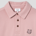 Maison Kitsune Men Bold Fox Head Fleece Oversize Polo Sweatshirt - Pink Clay