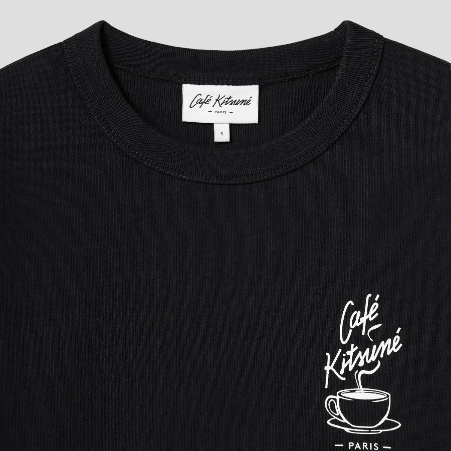Maison Kitsune Unisex Cafe Kitsune Coffee Cup Relax Tee-Shirt - Black
