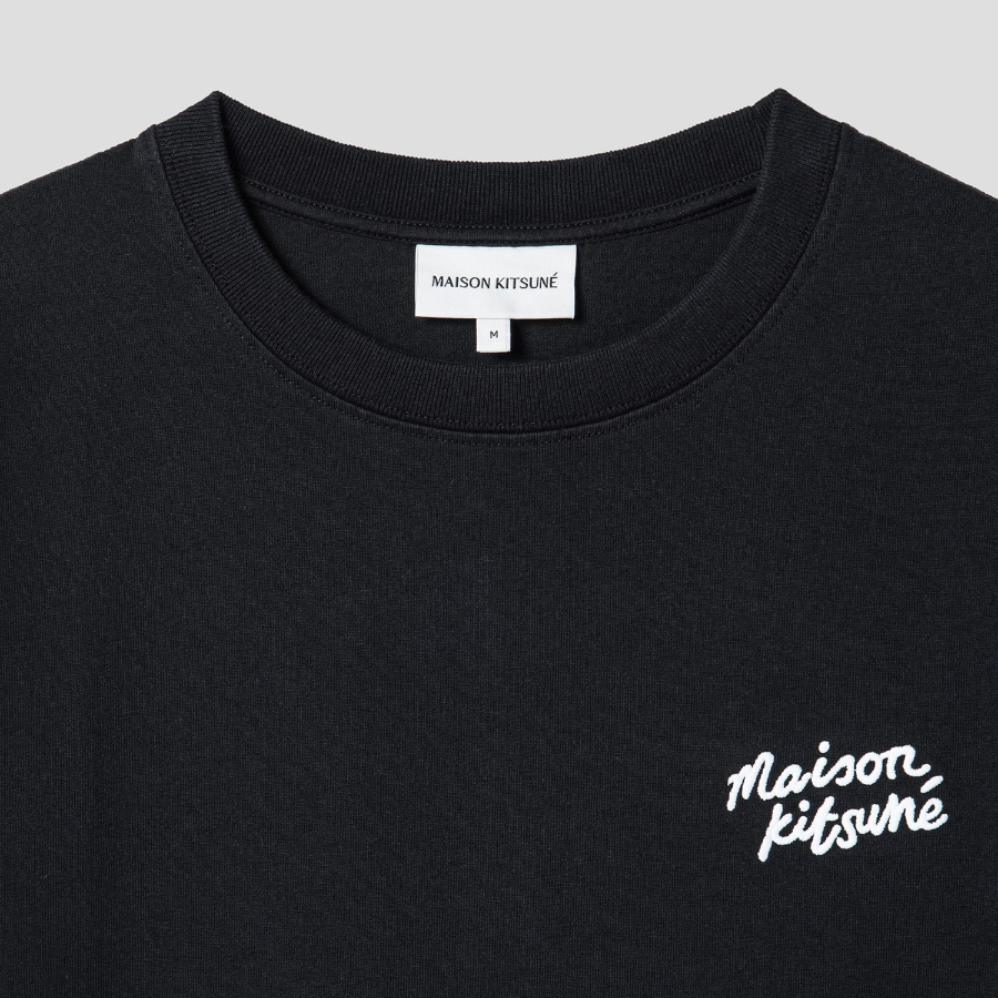Maison Kitsune Men Maison Kitsune Handwriting Embroidered Comfort Tee-Shirt - Black