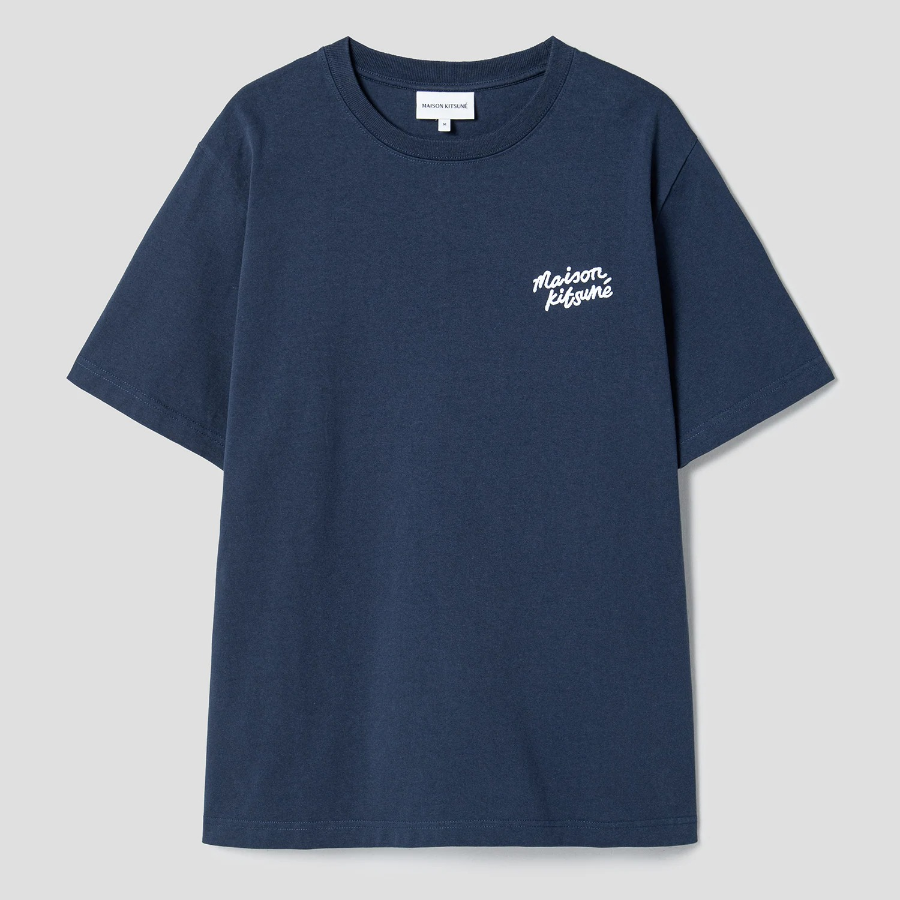 Maison Kitsune Men Maison Kitsune Handwriting Embroidered Comfort Tee-Shirt - Ink Blue