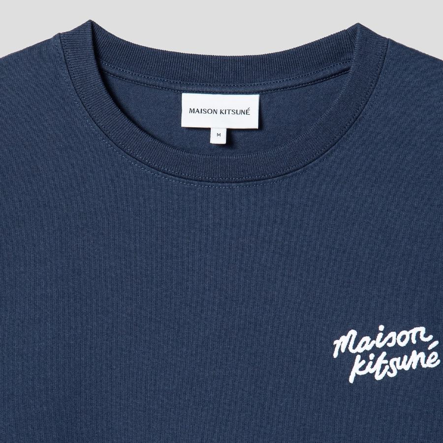 Maison Kitsune Men Maison Kitsune Handwriting Embroidered Comfort Tee-Shirt - Ink Blue