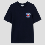 Maison Kitsune Unisex Korean Fox Printed Regular Tee-Shirt - Navy