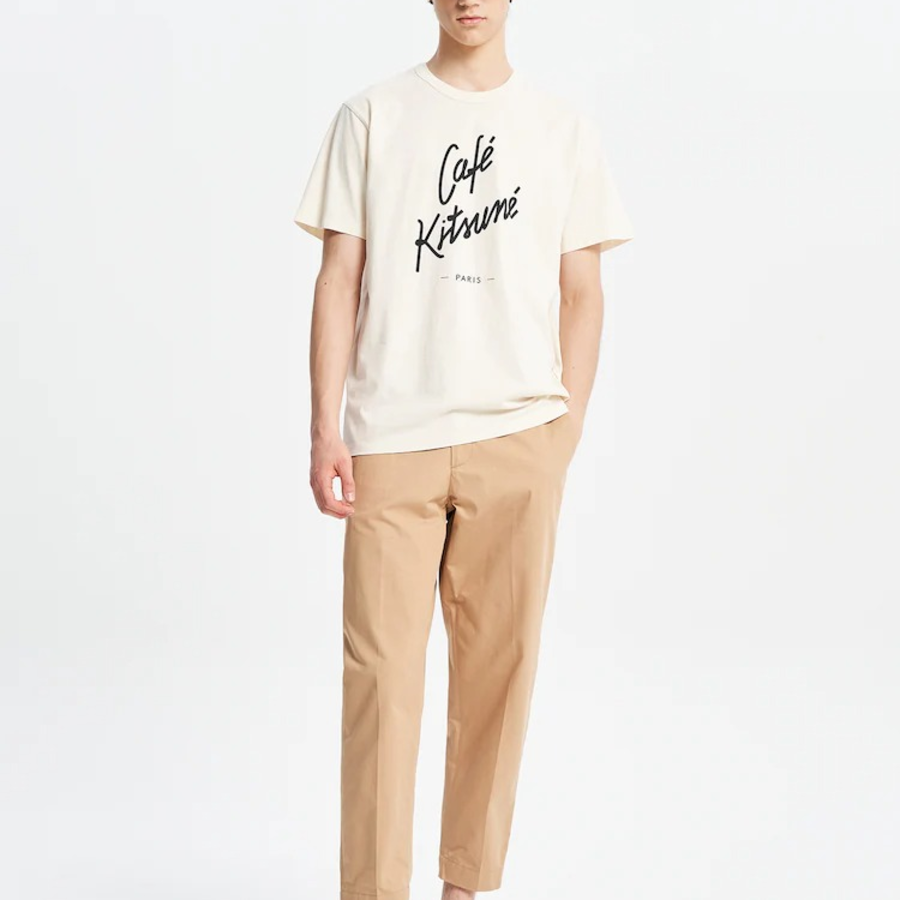 Maison Kitsune Unisex Cafe Kitsune Classic Tee-Shirt - Latte
