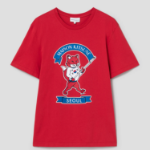 Maison Kitsune Unisex Korean Fox Printed Regular Tee-Shirt - Plum Red