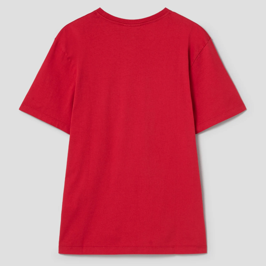 Maison Kitsune Unisex Korean Fox Printed Regular Tee-Shirt - Plum Red