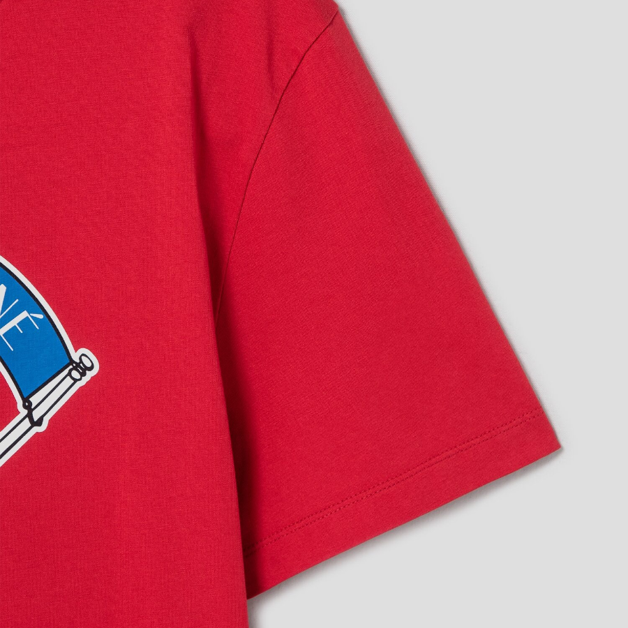 Maison Kitsune Unisex Korean Fox Printed Regular Tee-Shirt - Plum Red