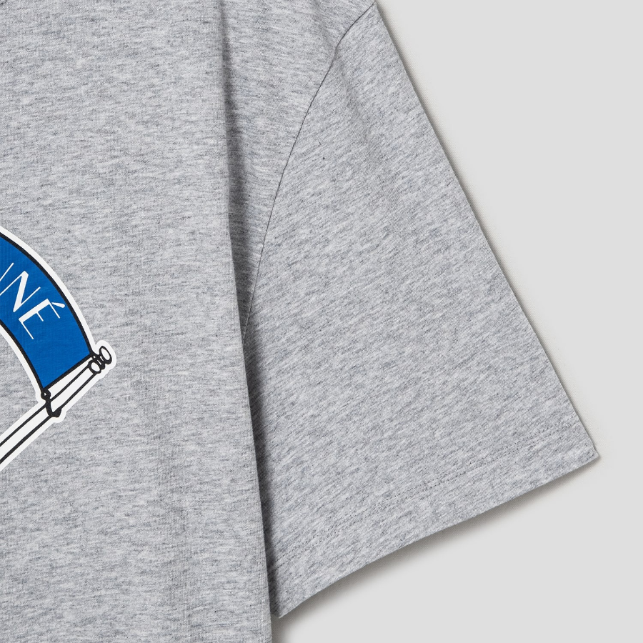 Maison Kitsune Unisex Korean Fox Printed Regular Tee-Shirt - Light Grey Melange