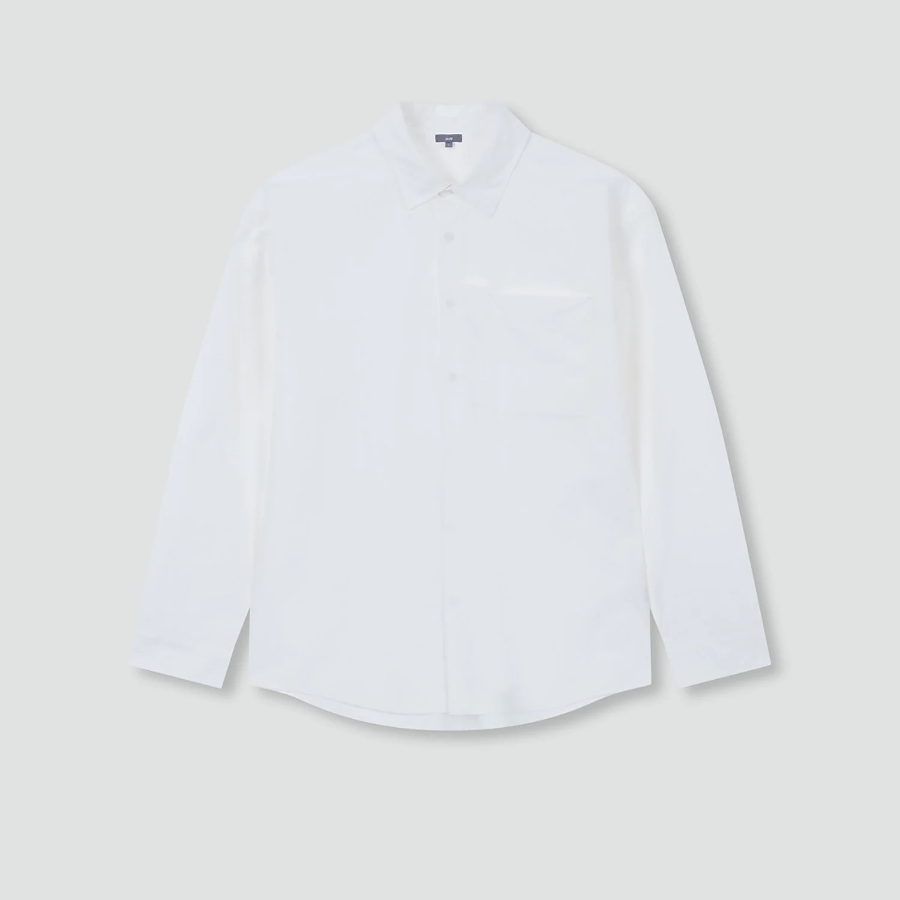 JAJU Men’s Structured Textured Loose Fit Shirt – White