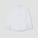 JAJU Men’s Structured Textured Loose Fit Shirt – White