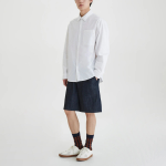 JAJU Men’s Structured Textured Loose Fit Shirt – White