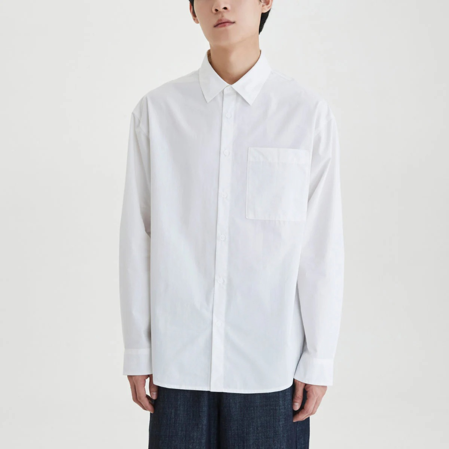 JAJU Men’s Structured Textured Loose Fit Shirt – White