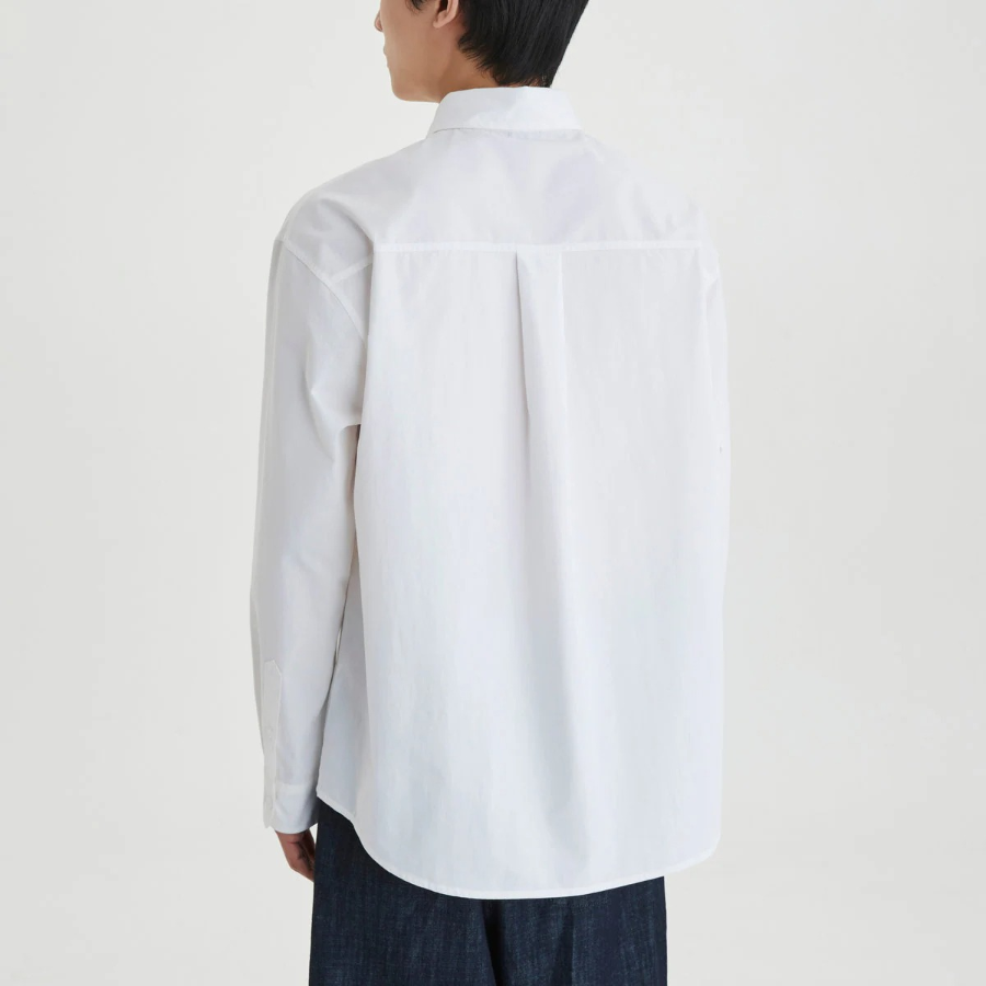 JAJU Men’s Structured Textured Loose Fit Shirt – White