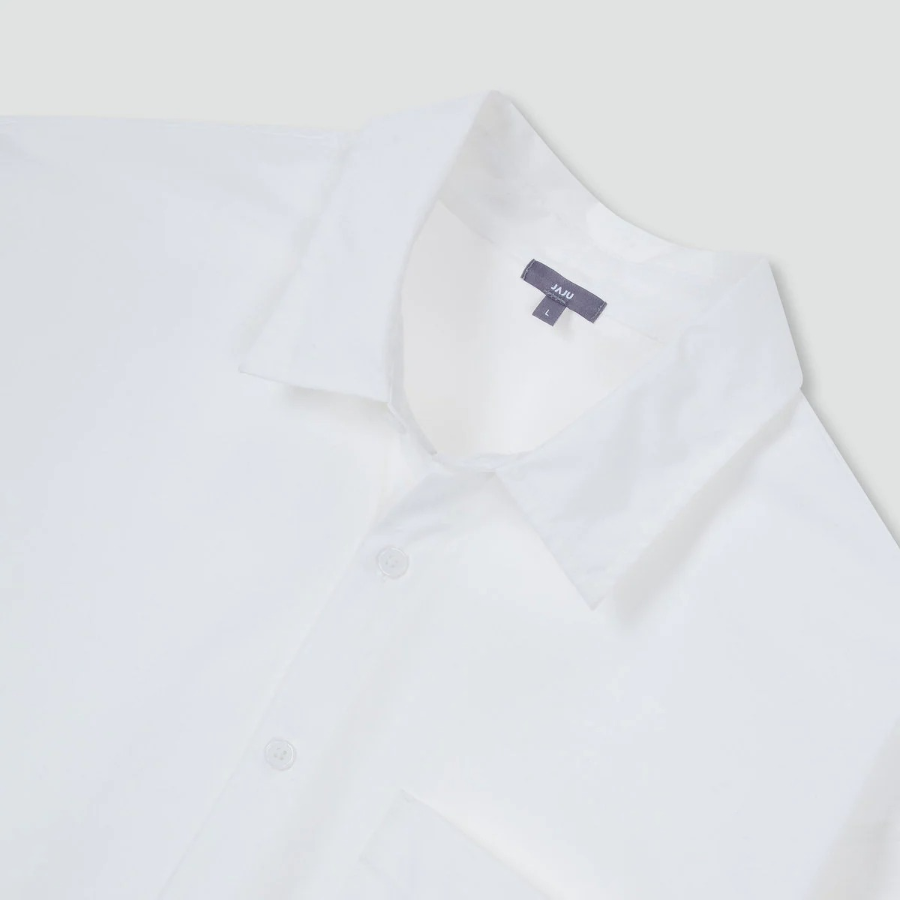 JAJU Men’s Structured Textured Loose Fit Shirt – White