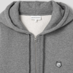 Maison Kitsune Men Bold Fox Head Patch Comfort Zipped Hoodie - Medium Grey Melange