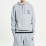 Maison Kitsune Unisex Korean Fox Printed Regular Hoodie - Light Grey Melange