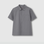 JAJU Men’s Seersucker Short Sleeve Shirt – Grey