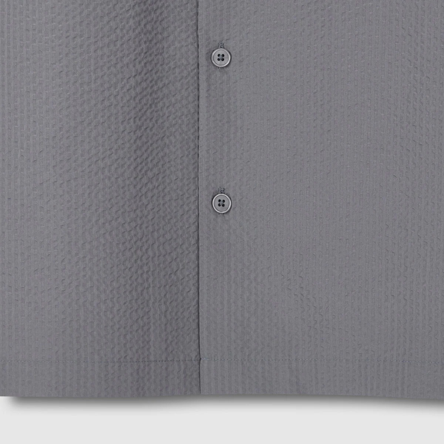 JAJU Men’s Seersucker Short Sleeve Shirt – Grey