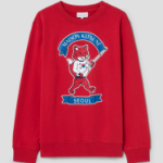 Maison Kitsune Unisex Korean Fox Printed Regular Sweatshirt - Plum Red