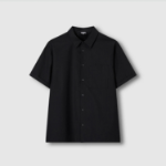 JAJU Men’s Seersucker Short Sleeve Shirt – Black