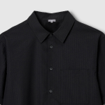 JAJU Men’s Seersucker Short Sleeve Shirt – Black