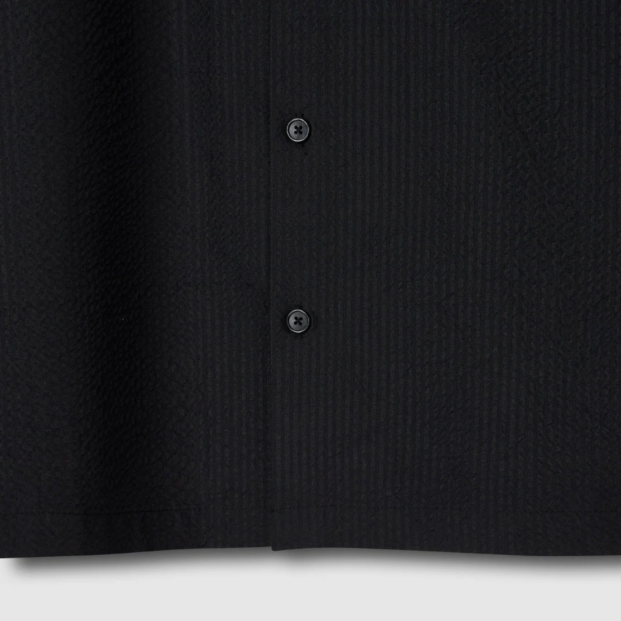JAJU Men’s Seersucker Short Sleeve Shirt – Black