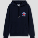 Maison Kitsune Unisex Korean Fox Printed Regular Hoodie - Navy