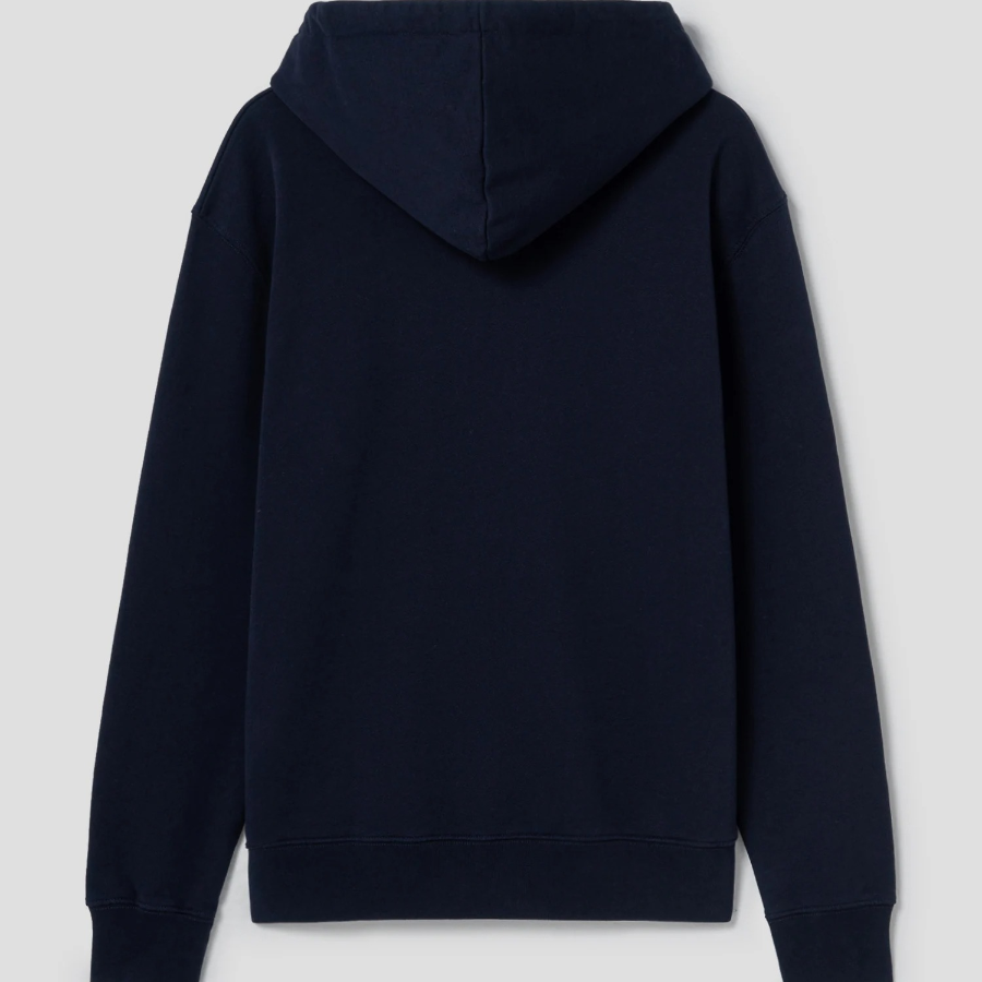 Maison Kitsune Unisex Korean Fox Printed Regular Hoodie - Navy