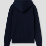 Maison Kitsune Unisex Korean Fox Printed Regular Hoodie - Navy