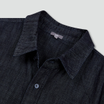 JAJU Men’s Chambray Denim Short Sleeve Shirt – Navy