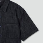 JAJU Men’s Chambray Denim Short Sleeve Shirt – Navy