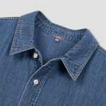 JAJU Men’s Chambray Denim Short Sleeve Shirt – Blue