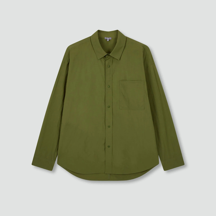 JAJU Men’s Textured Loose Fit Long Sleeve Shirt – Khaki