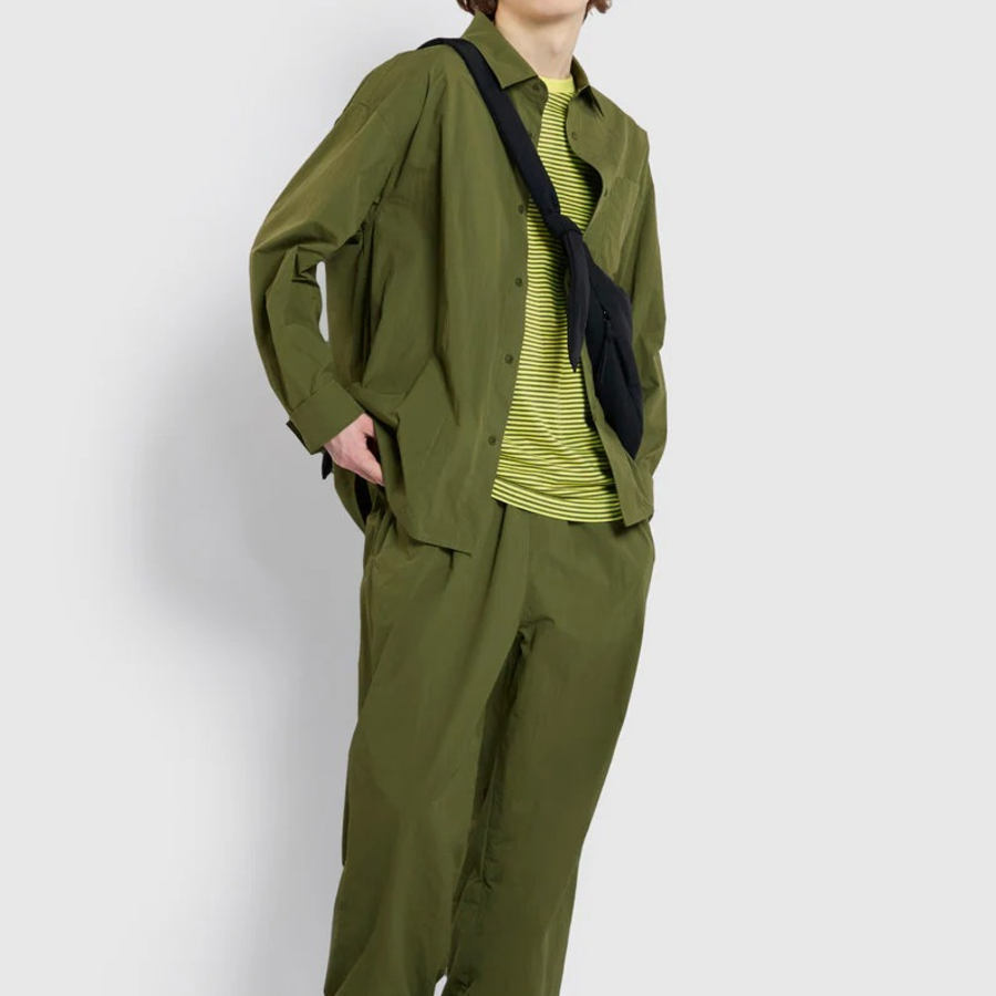 JAJU Men’s Textured Loose Fit Long Sleeve Shirt – Khaki