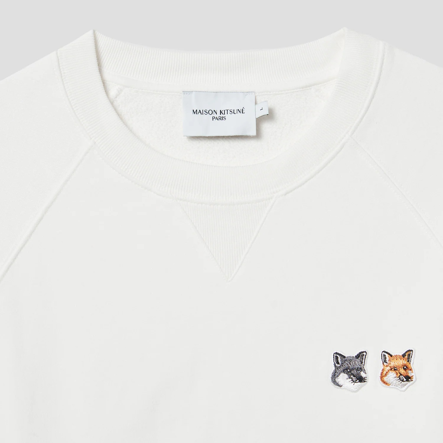 Maison Kitsune Men Double Fox Head Patch Classic Sweatshirt - Ecru