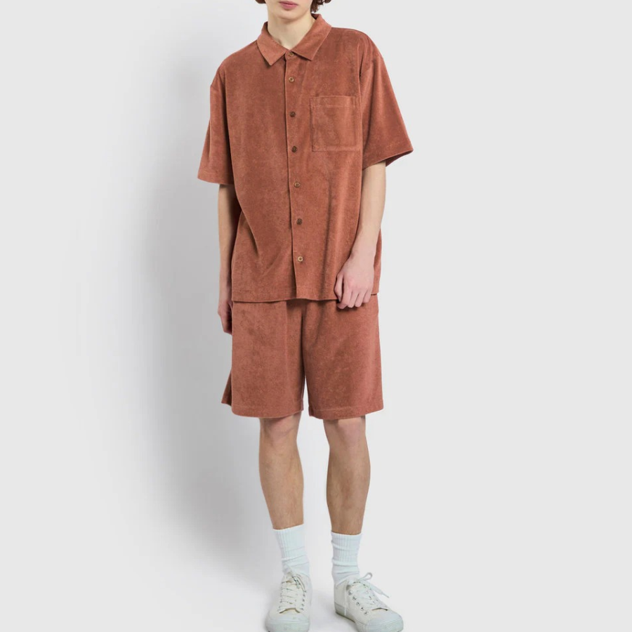 JAJU Unisex Terry Short Sleeve Shirt – Brick