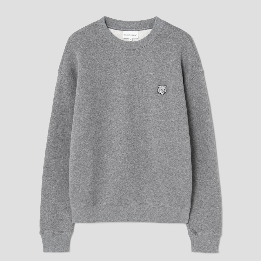 Maison Kitsune Men Tonal Fox Head Patch Comfort Sweatshirt - Medium Grey Melange