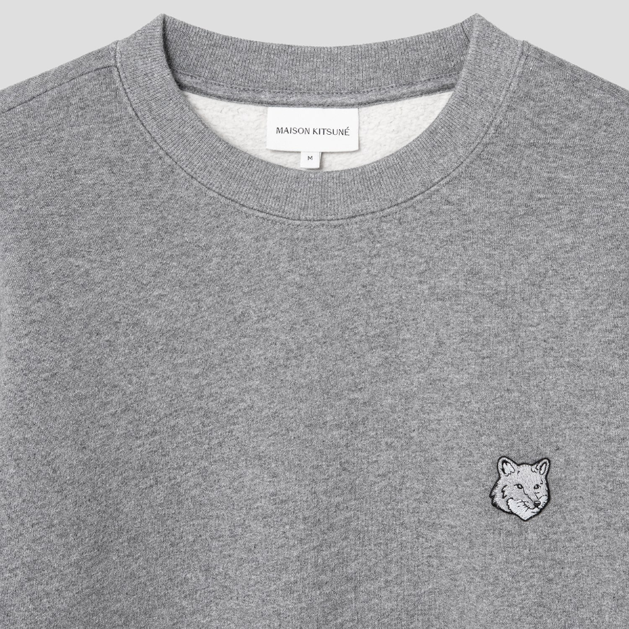 Maison Kitsune Men Tonal Fox Head Patch Comfort Sweatshirt - Medium Grey Melange