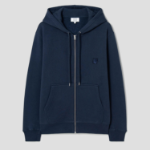 Maison Kitsune Men Tonal Fox Head Patch Comfort Zipped Hoodie - Ink Blue