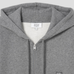 Maison Kitsune Men Tonal Fox Head Patch Comfort Zipped Hoodie - Medium Grey Melange