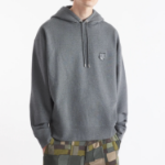 Maison Kitsune Men Tonal Fox Head Patch Oversize Hoodie - Dark Grey Melange