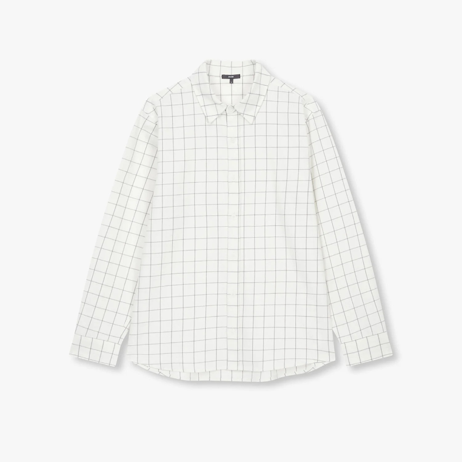 JAJU Unisex Checked Long Sleeve Shirt – Ivory