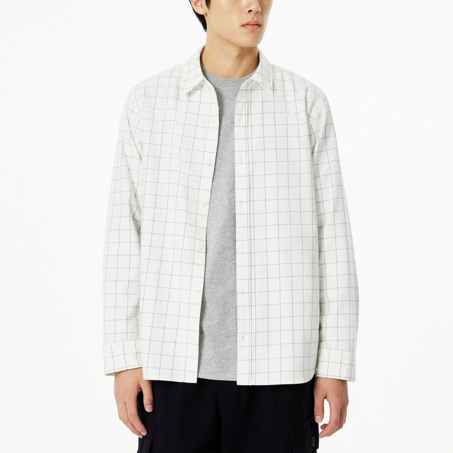 JAJU Unisex Checked Long Sleeve Shirt – Ivory