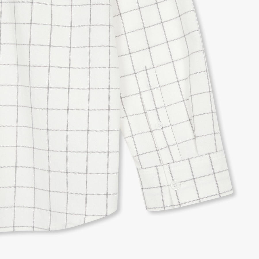 JAJU Unisex Checked Long Sleeve Shirt – Ivory