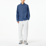 JAJU Men’s Loose Fit Chambray Denim Shirt – Blue