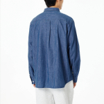 JAJU Men’s Loose Fit Chambray Denim Shirt – Blue