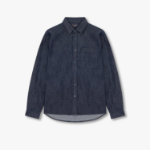 JAJU Men’s Loose Fit Chambray Denim Shirt – Navy