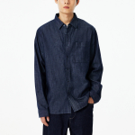JAJU Men’s Loose Fit Chambray Denim Shirt – Navy