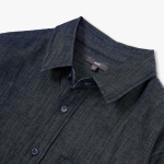 JAJU Men’s Loose Fit Chambray Denim Shirt – Navy